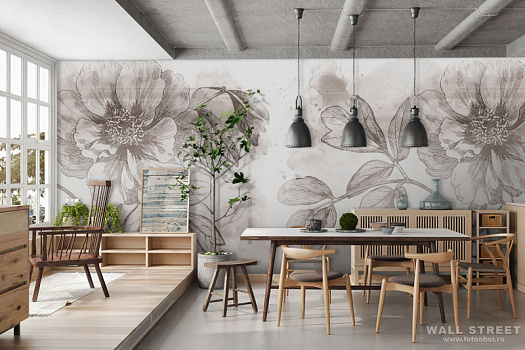 Фотообои в интерьере артикул Floreale 46, FLOREALE, Wall street